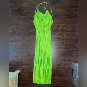 Zara lime green cow neck midi dress
